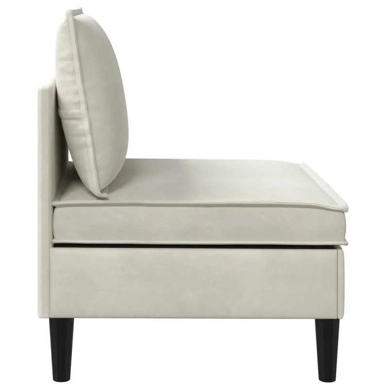 Vidurinė sofa su saugykla Kreminė Aksomas
