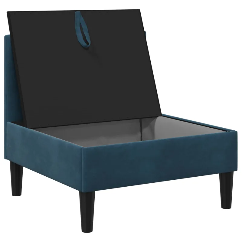 Vidurinė sofa su saugykla Mėlyna Aksomas