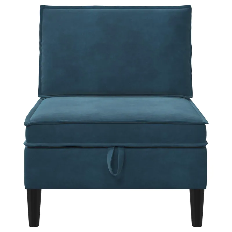 Vidurinė sofa su saugykla Mėlyna Aksomas