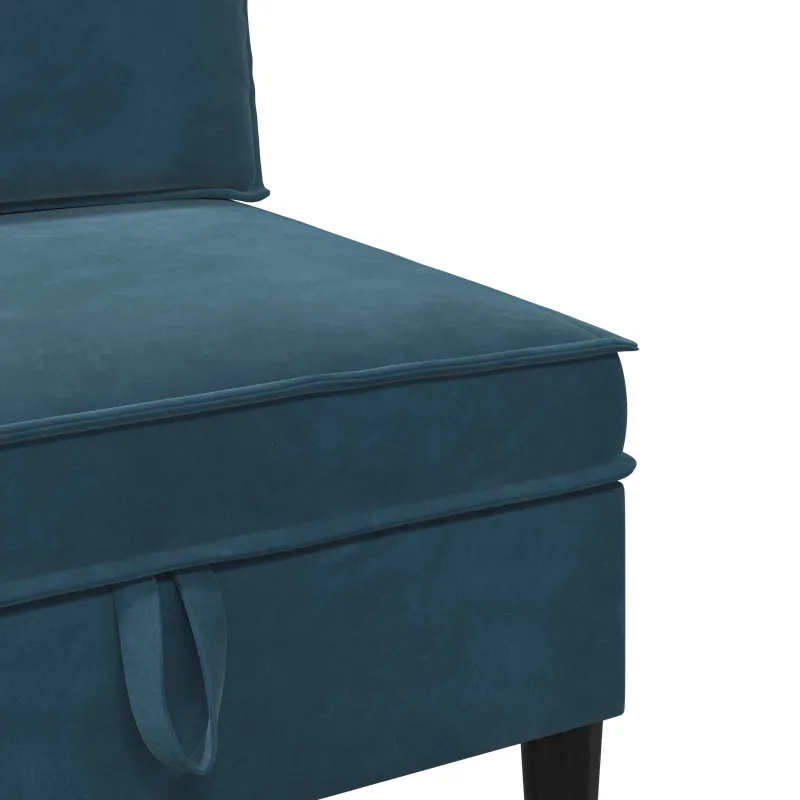Vidurinė sofa su saugykla Mėlyna Aksomas