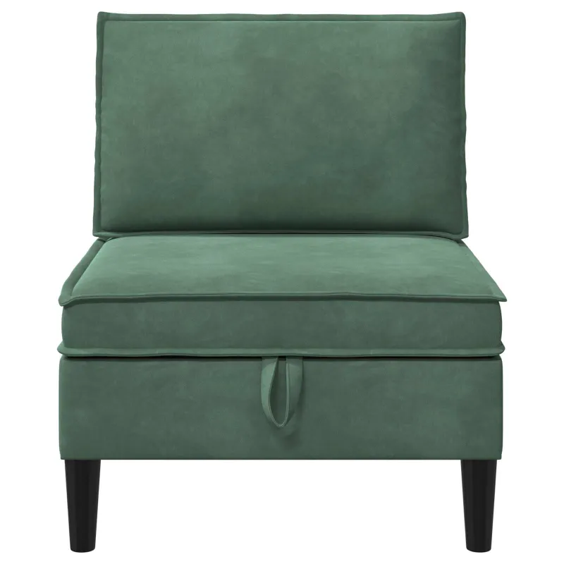 Vidurinė sofa su saugykla Jūrinė žalia Aksomas