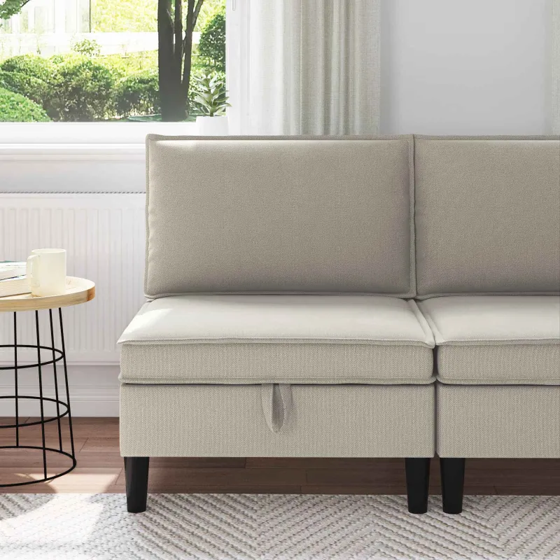 Vidinė Sofa su Saugykla Avižinė Aksomas