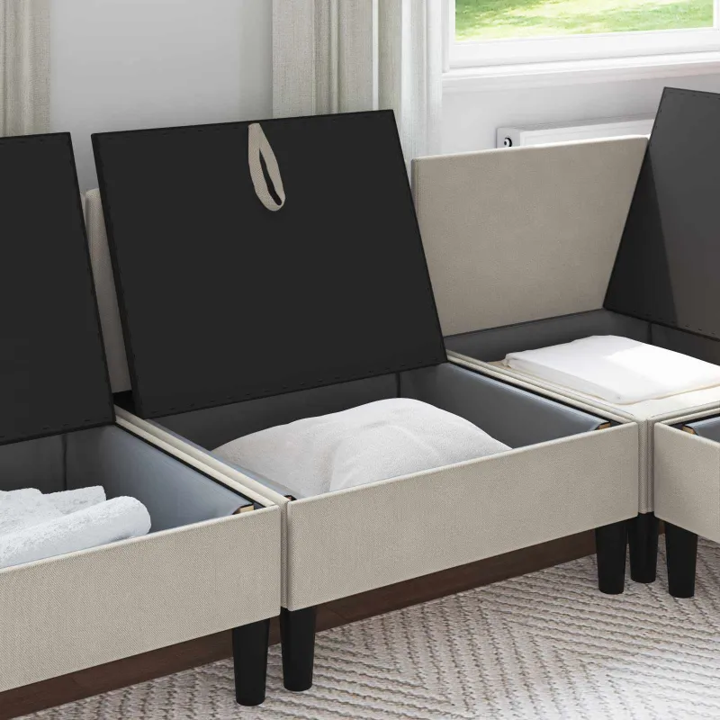 Vidinė Sofa su Saugykla Avižinė Aksomas