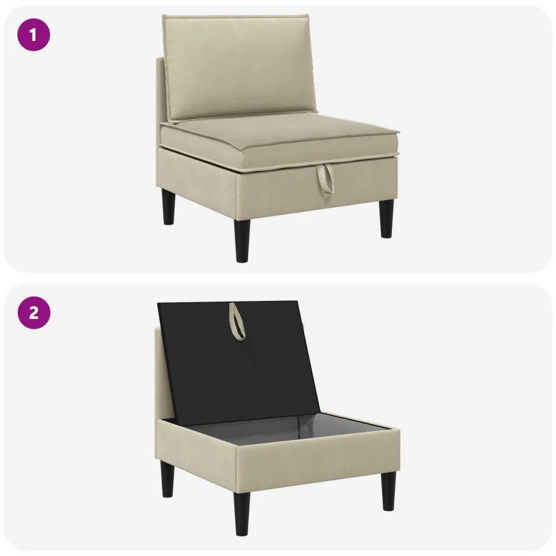 Vidinė Sofa su Saugykla Smėlio Aksomas