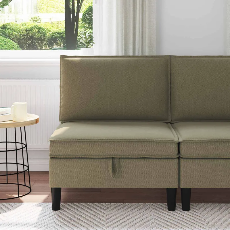 Vidinė Sofa su Saugykla Chaki Aksomas