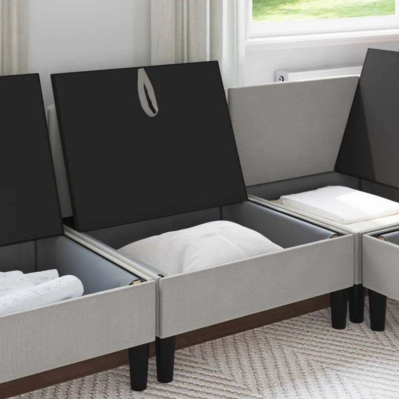 Vidinė Sofa su Saugykla Šviesiai pilka Aksomas