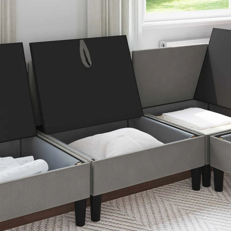 Vidinė Sofa su Saugykla Tamsiai pilka Aksomas