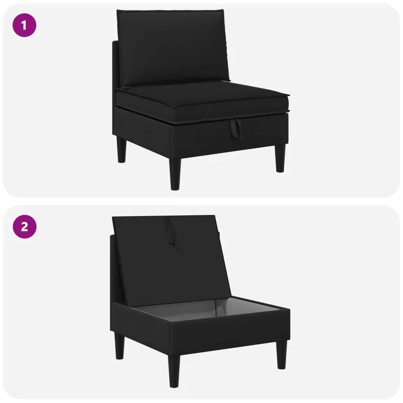 Vidinė Sofa su Saugykla Juoda Aksomas