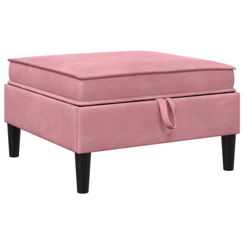 Sofos pufas su saugojimo funkcija Rožinė Aksomas