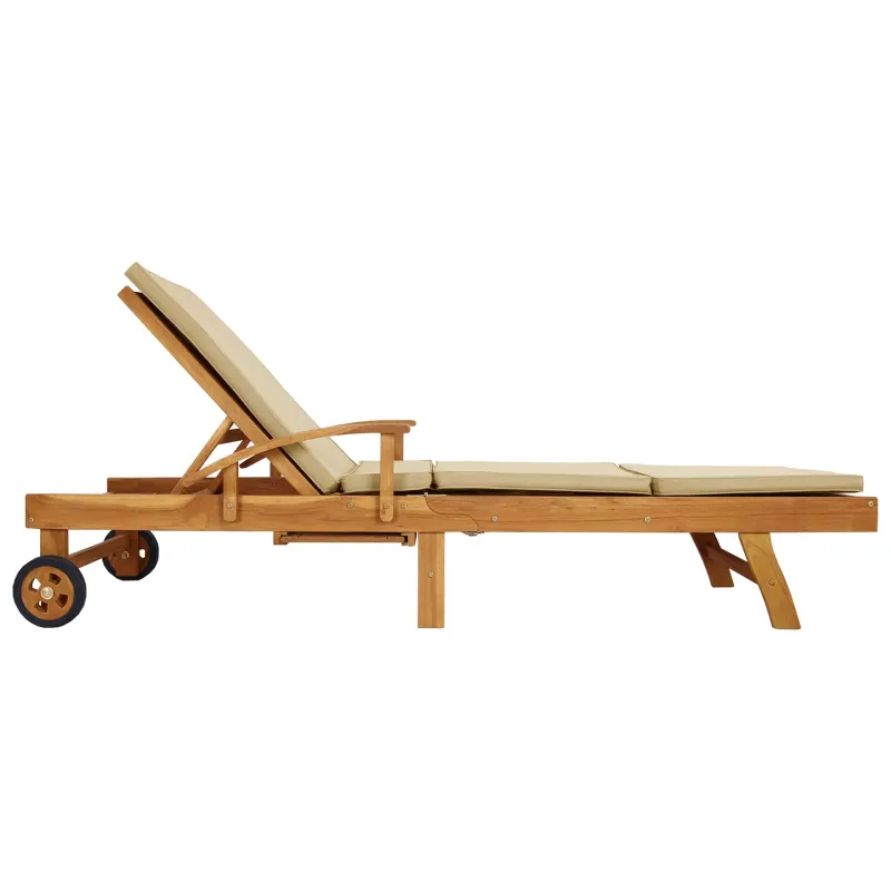Saulės gultas 100% poliesteris, kieta teak mediena