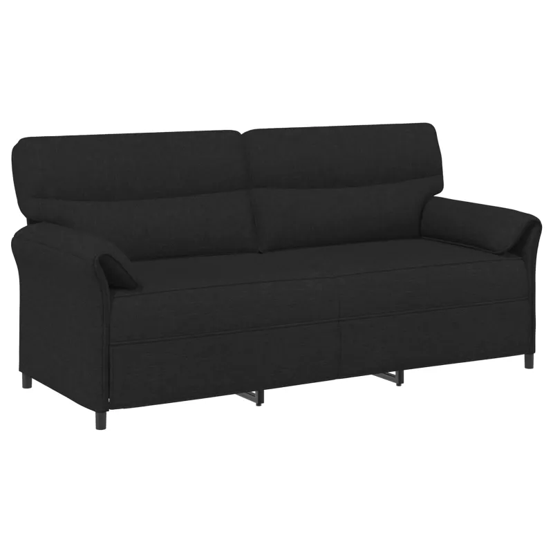 3-Vietis Sofa Juoda 198 x 83 x 95 cm Audinys