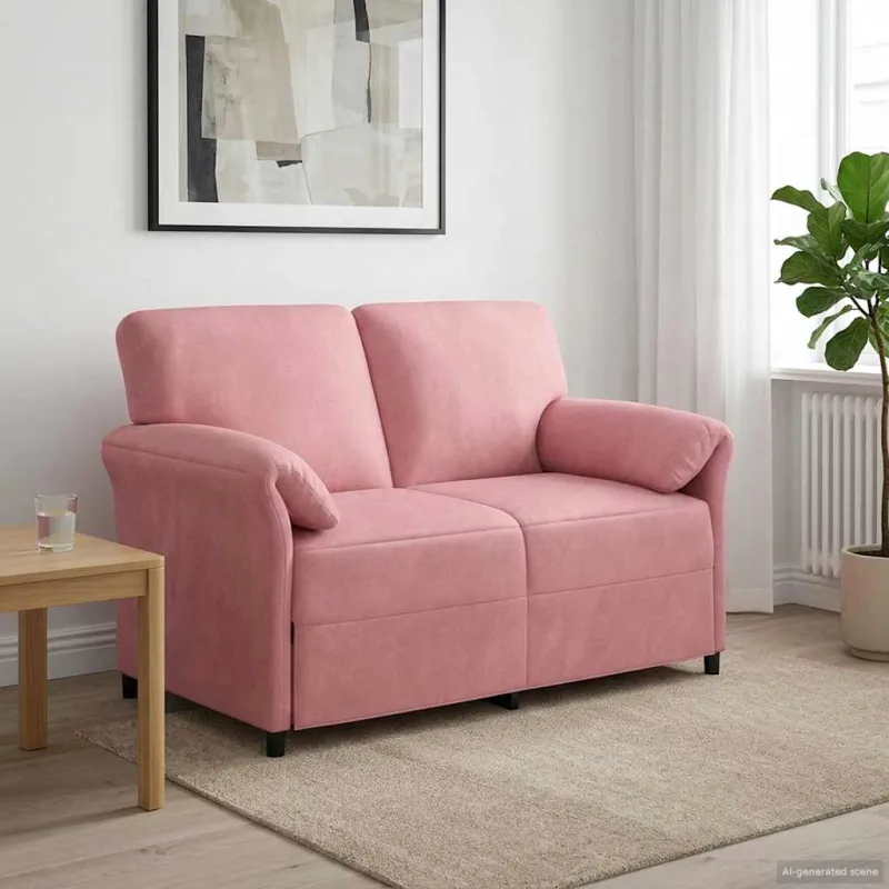 Dvitaškė sofa Rožinė 138 x 83 x 95 cm Aksomas