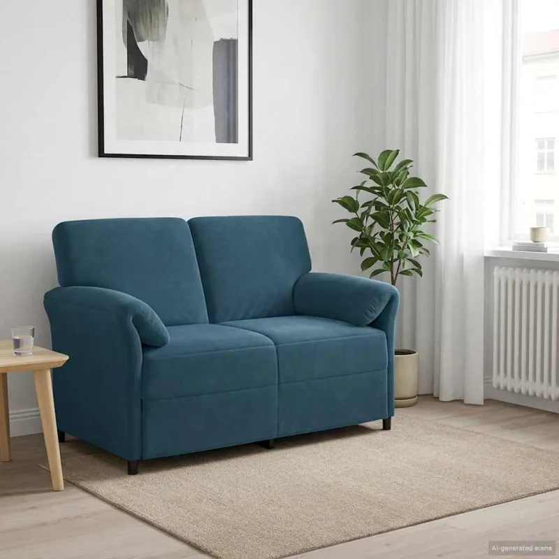 Dvitaškė sofa Mėlyna 138 x 83 x 95 cm Aksomas