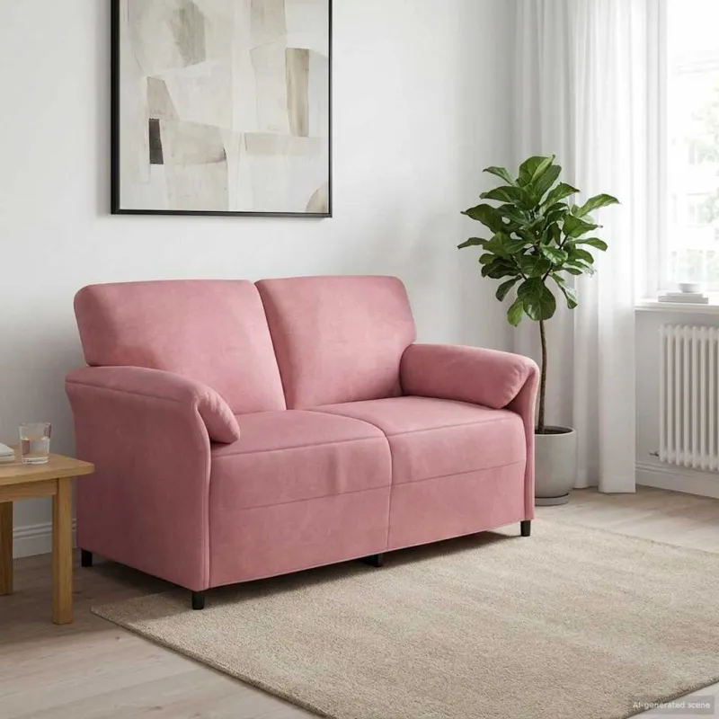 Dvitaškė sofa Rožinė 158 x 83 x 95 cm Aksomas