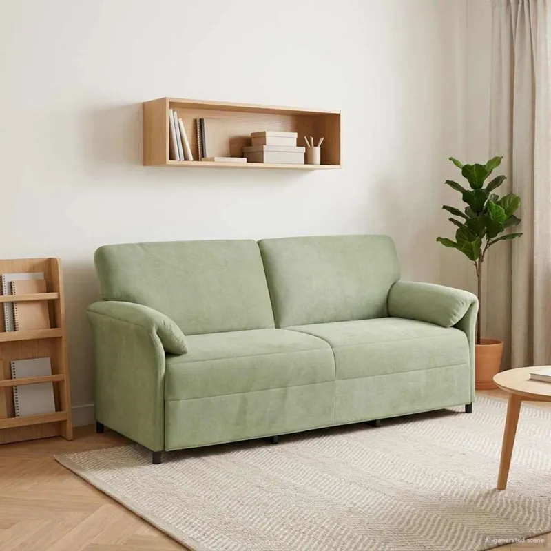 3-Vietis Sofa Šviesiai žalia 198 x 83 x 95 cm Aksomas