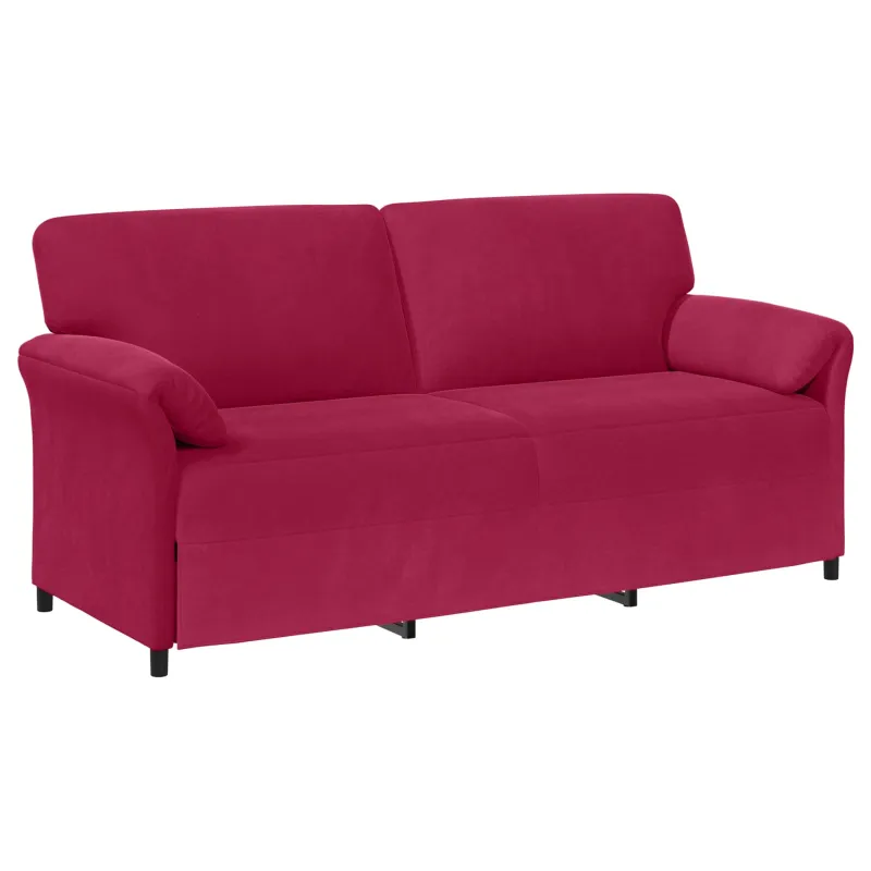 3-Vietis Sofa Vyno raudona 198 x 83 x 95 cm Aksomas