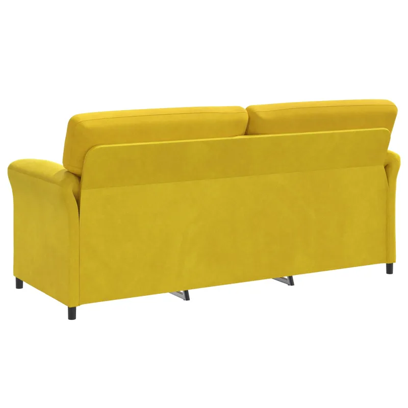 3-Vietis Sofa Geltona 198 x 83 x 95 cm Aksomas
