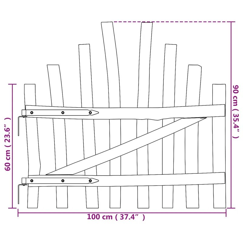 Iškili tvoros vartai 100 x 90 cm Impregnuota lazdyno mediena
