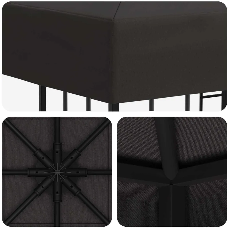 Pavėsinė 3 x 3 m Antracito Poliesteris ir plienas 190 gsm
