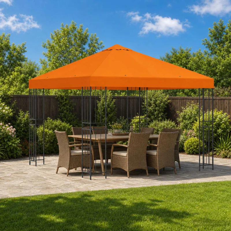Pavėsinė 3 x 3 m Oranžinė Poliesteris ir plienas 190 gsm