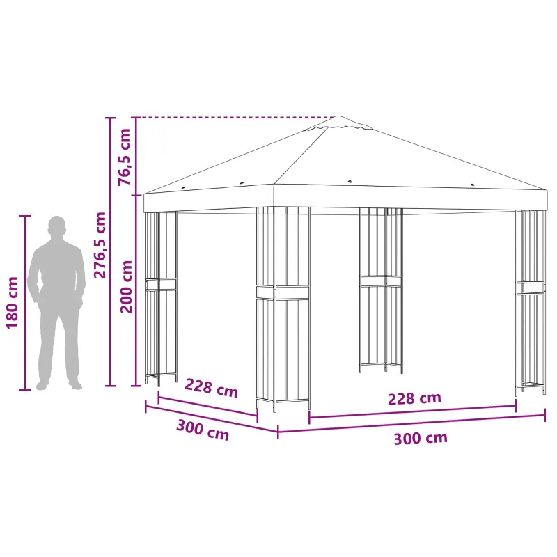 Pavėsinė 3 x 3 m Oranžinė Poliesteris ir plienas 190 gsm
