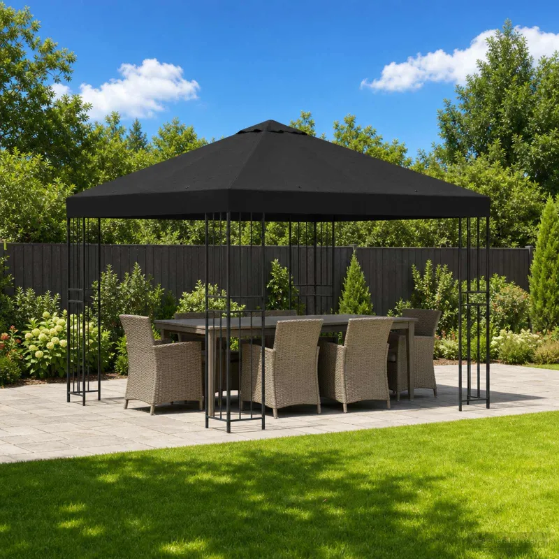 Pavėsinė 3 x 3 m Juoda Poliesteris ir plienas 190 gsm