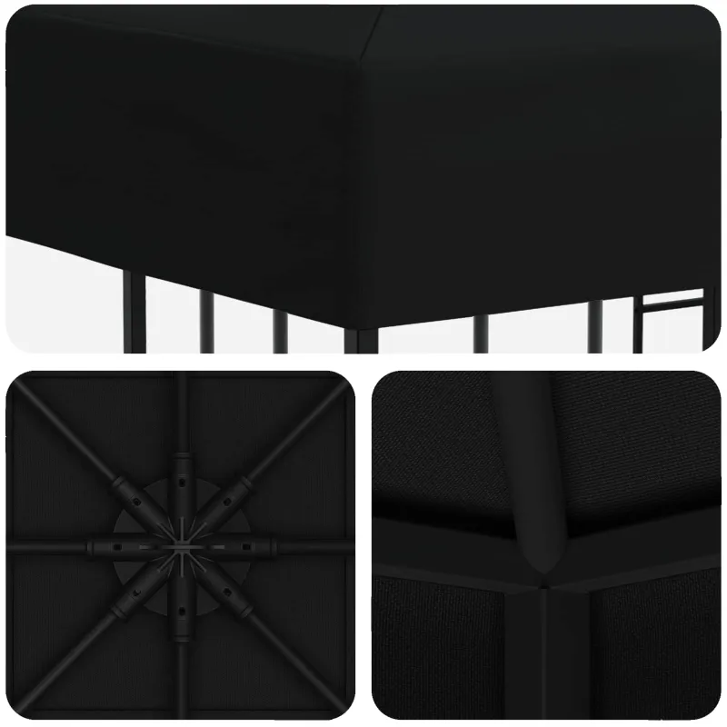 Pavėsinė 3 x 3 m Juoda Poliesteris ir plienas 190 gsm