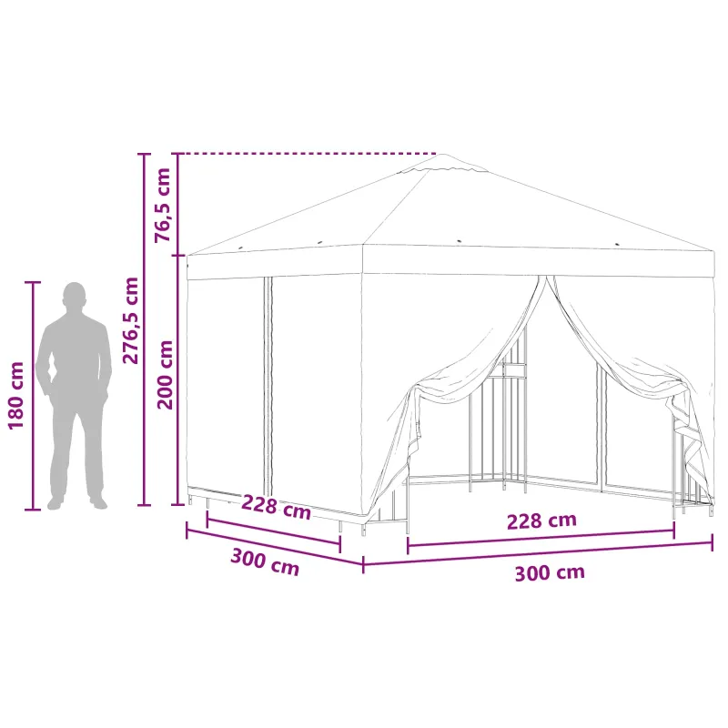 Sodo pavėsinė su šoninėmis sienelėmis 3 x 3 m Geltona