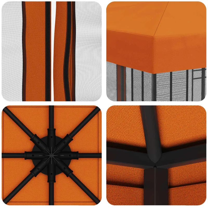 Sodo pavėsinė su šoninėmis sienelėmis 3 x 3 m Oranžinė