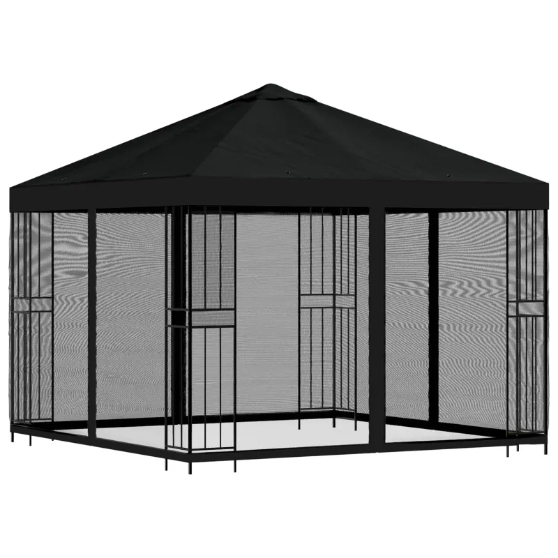 Sodo pavėsinė su šoninėmis sienelėmis 3 x 3 m Juoda
