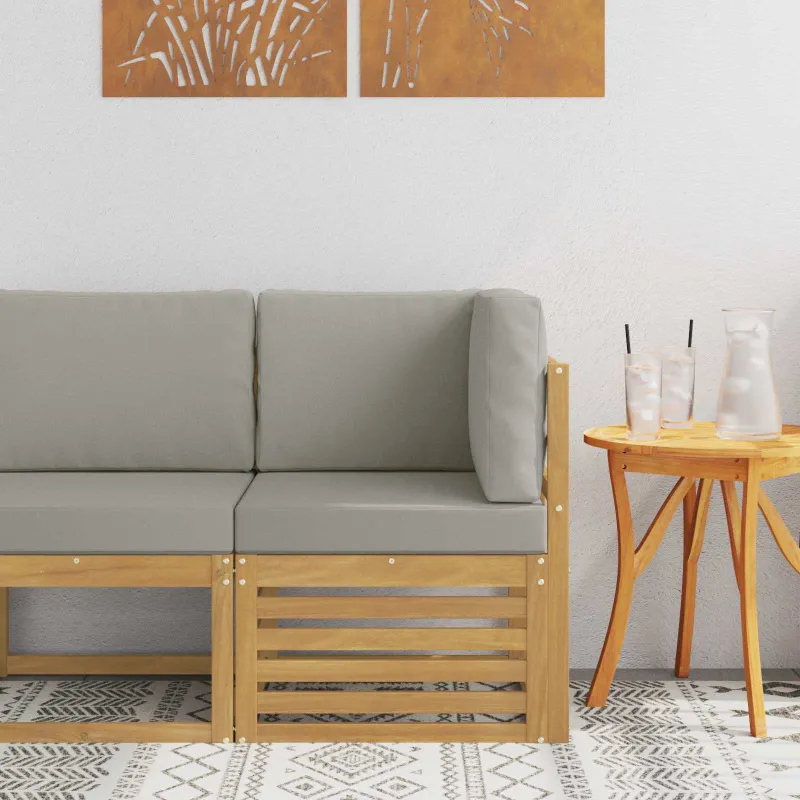Lauko kampinė sofa Kietos akacijos mediena Balta