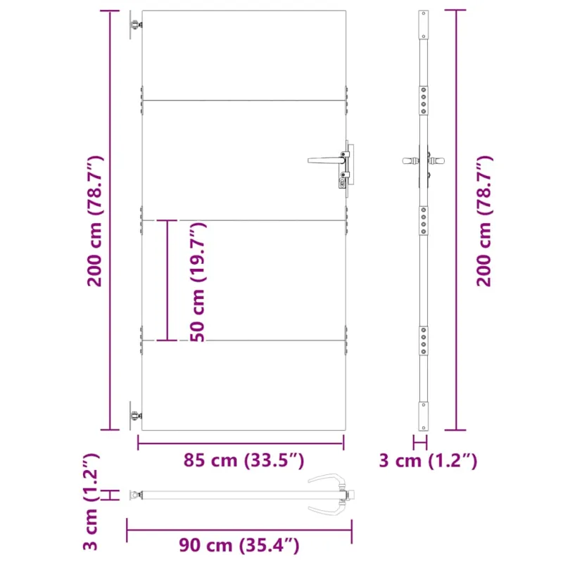 Sodo vartai, 85x200 cm, Corten plienas