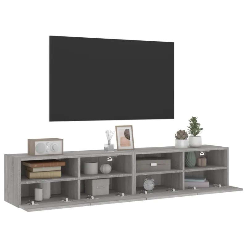 Sieninės TV spintelės, 2vnt., pilkos, 80x30x30cm, mediena
