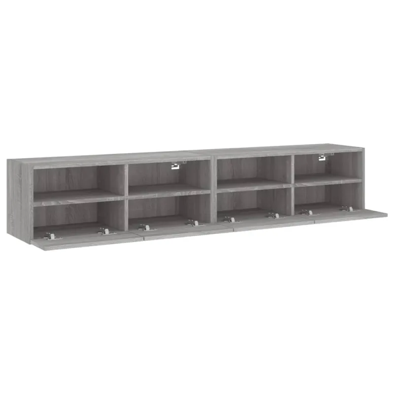 Sieninės TV spintelės, 2vnt., pilkos, 80x30x30cm, mediena