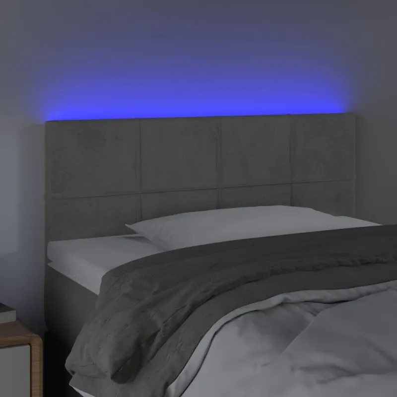 Galvūgalis su LED, šviesiai pilkas, 80x5x78/88cm, aksomas