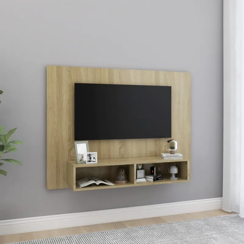 Sieninė TV spintelė, ąžuolo, 120x23,5x90cm, apdirbta mediena