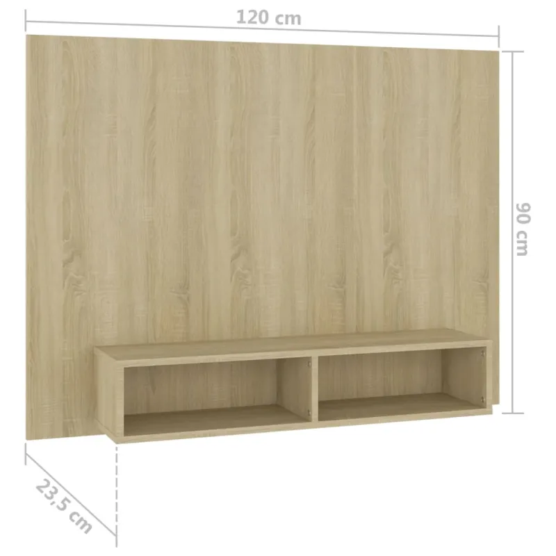 Sieninė TV spintelė, ąžuolo, 120x23,5x90cm, apdirbta mediena