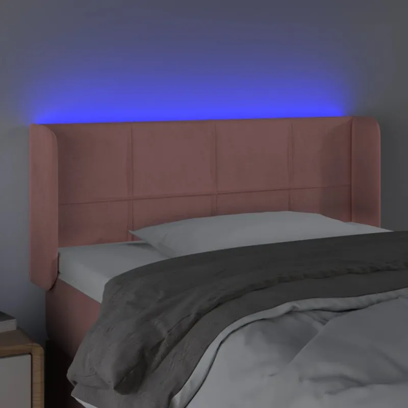 Galvūgalis su LED, rožinės spalvos, 83x16x78/88cm, aksomas