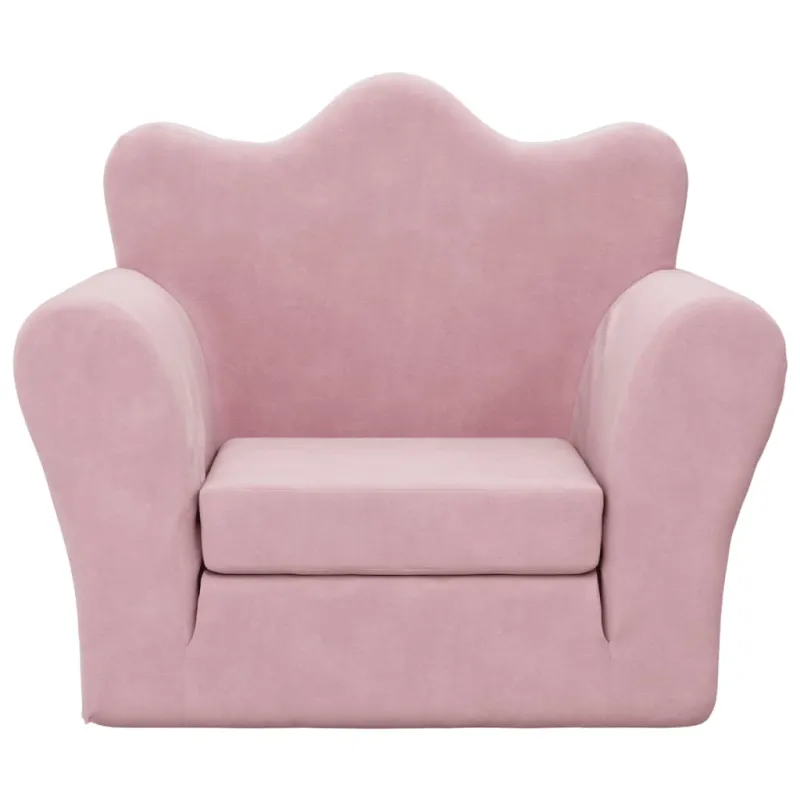 Vaikiška sofa-lova, rožinės spalvos, minkštas pliušas