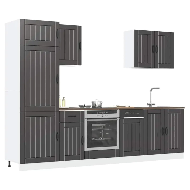 Virtuvinių spintelių komplektas, 7 dalių, Lucca, juoda
