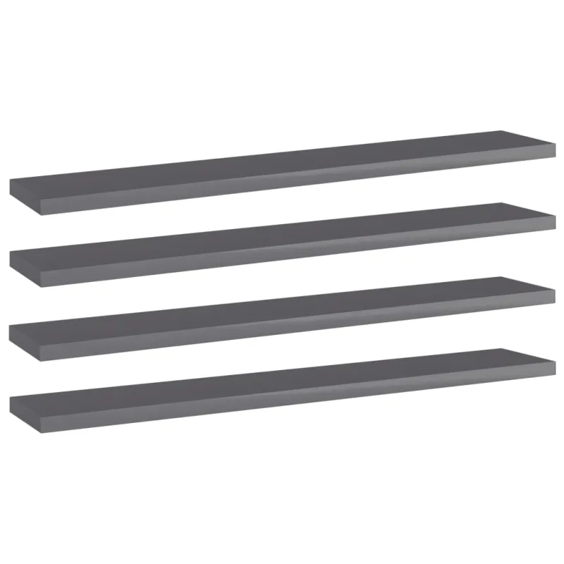 Knygų lentynos plokštės, 4vnt., pilkos, 60x10x1,5cm, MDP