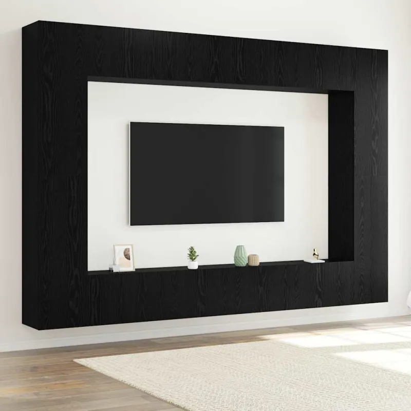 TV spintelių komplektas 8 pcs Juodas ąžuolas 100 x 30 x 30 cm