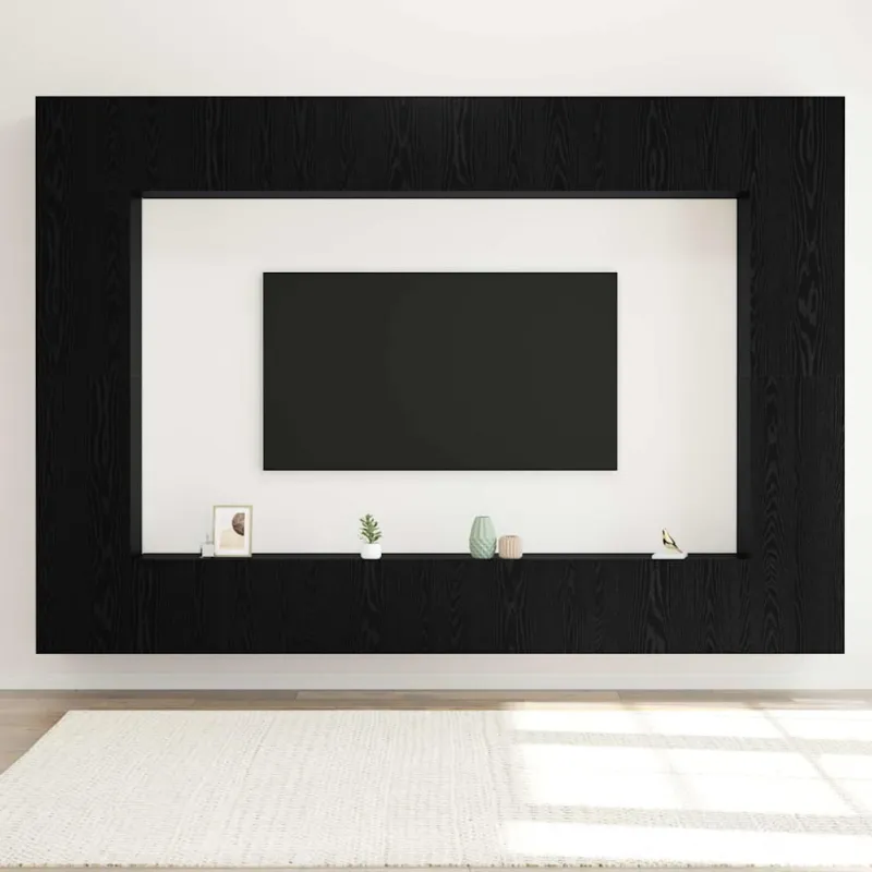 TV spintelių komplektas 8 pcs Juodas ąžuolas 100 x 30 x 30 cm