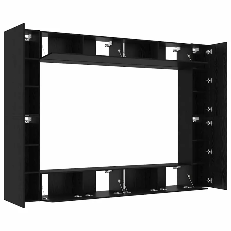 TV spintelių komplektas 8 pcs Juodas ąžuolas 100 x 30 x 30 cm
