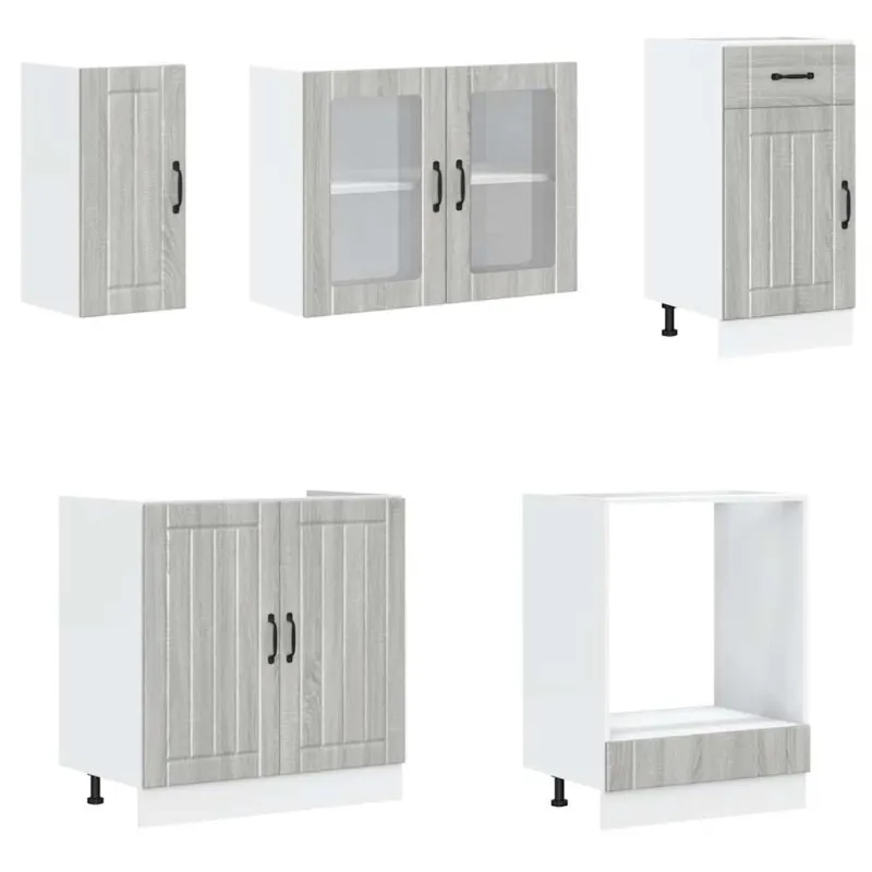 Virtuvinių spintelių komplektas, 8 dalių, Kalmar, pilka