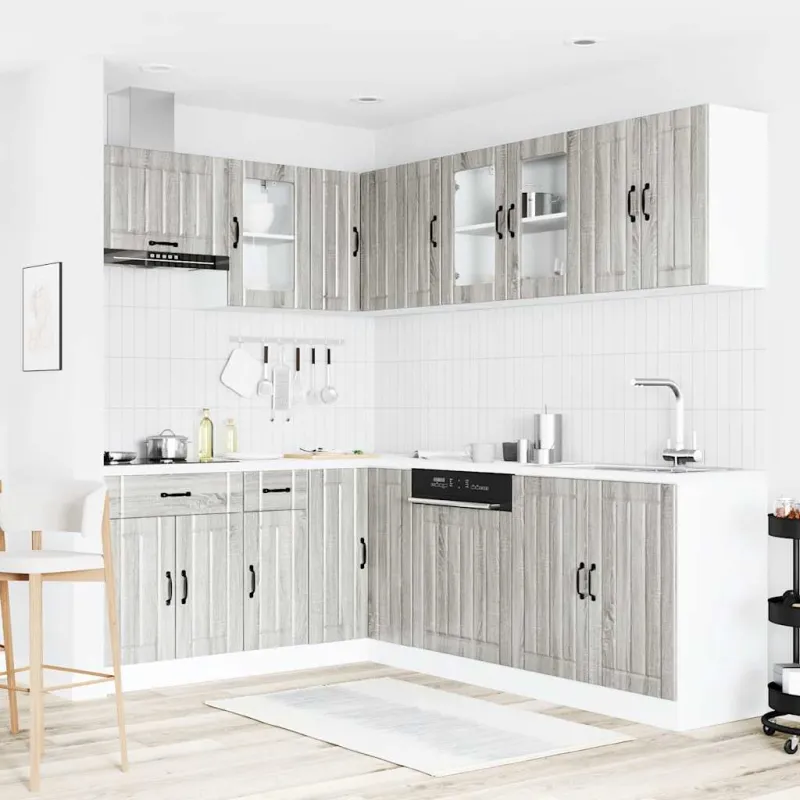 Virtuvinių spintelių komplektas, 11 dalių, Lucca, pilka