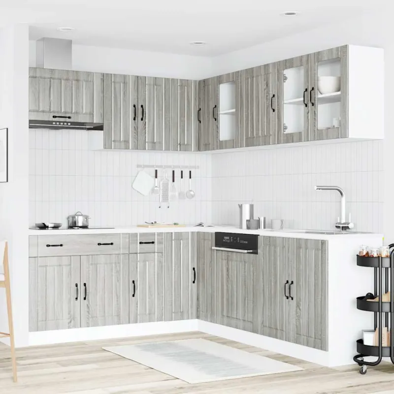 Virtuvinių spintelių komplektas, 11 dalių, Lucca, pilka