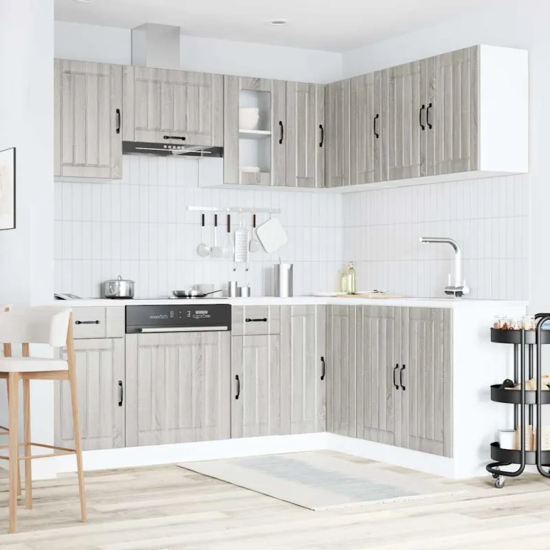 Virtuvinių spintelių komplektas, 11 dalių, Lucca, pilka