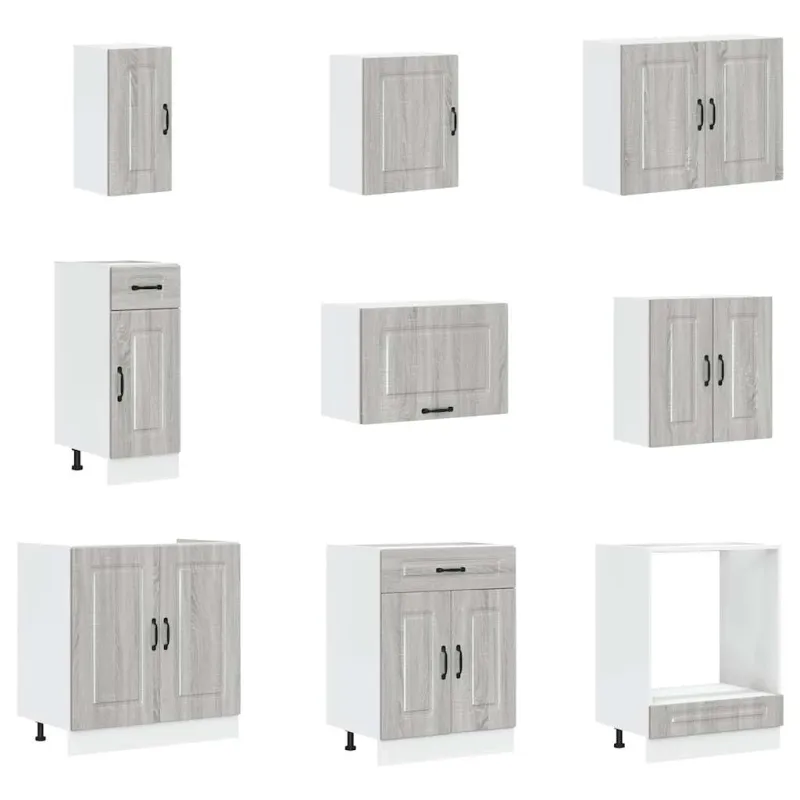 Virtuvinių spintelių komplektas, 14 dalių, Lucca, pilka