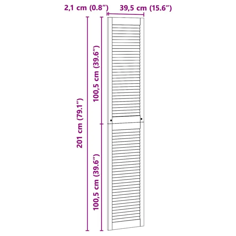 Spintelės durys su durimis Natūrali 201 x 2,1 x 39,5 cm